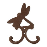 Dragonfly Cast Iron Double Wall Hook Set of 2