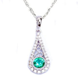 Emerald and Diamond Necklace in 14K Gold