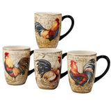 Gilded Rooster Mug Set of 4, 20 oz. Asst.