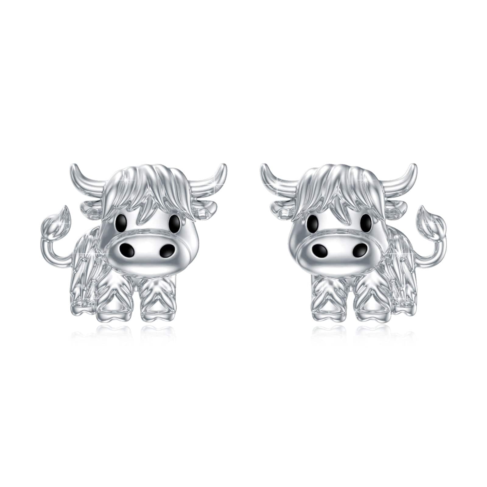 Alibaba Highland Cow Post Earrings Sterling Silver Super Cute!