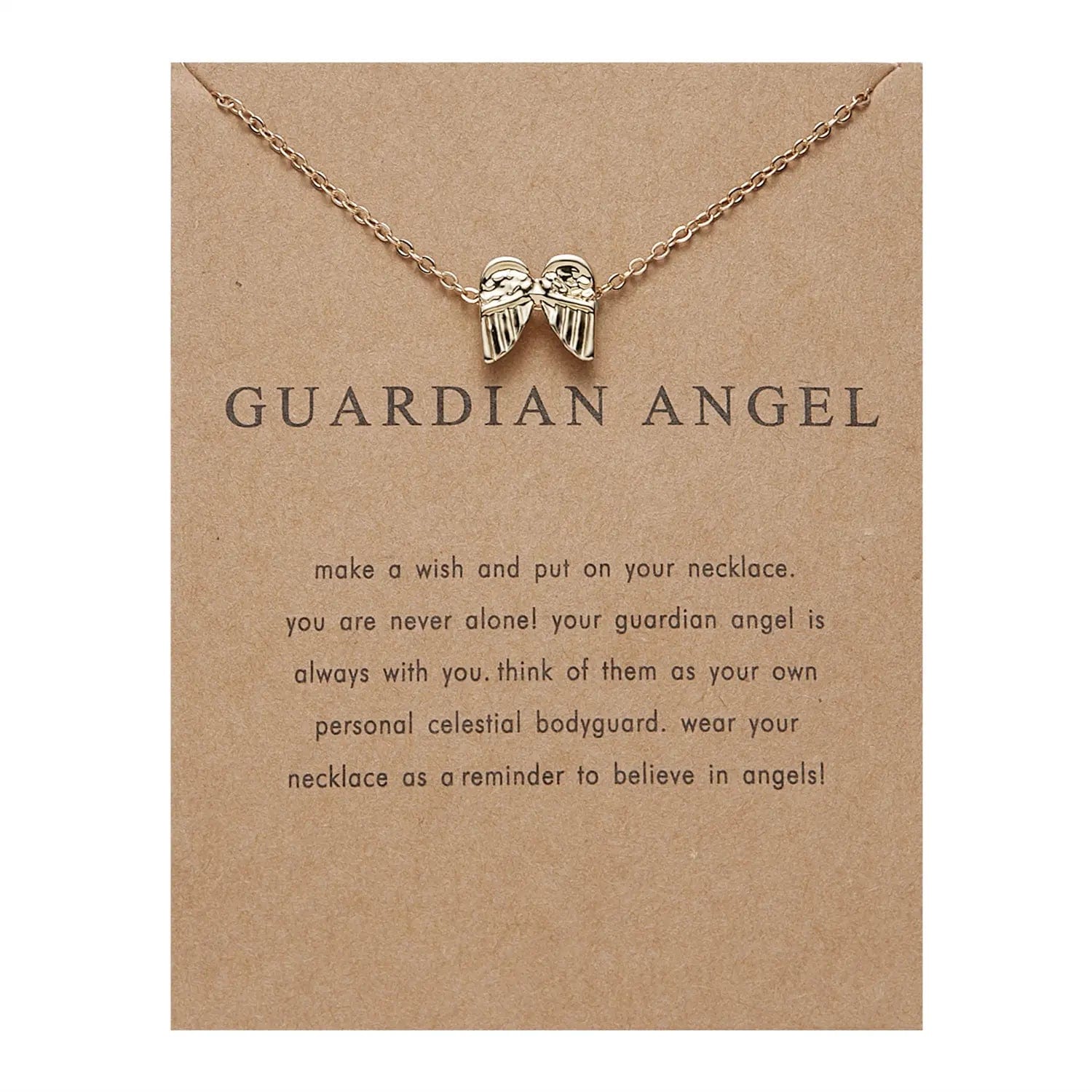 Alibaba necklace Angel Wings Inspirational Carded Gift Necklaces for Girls