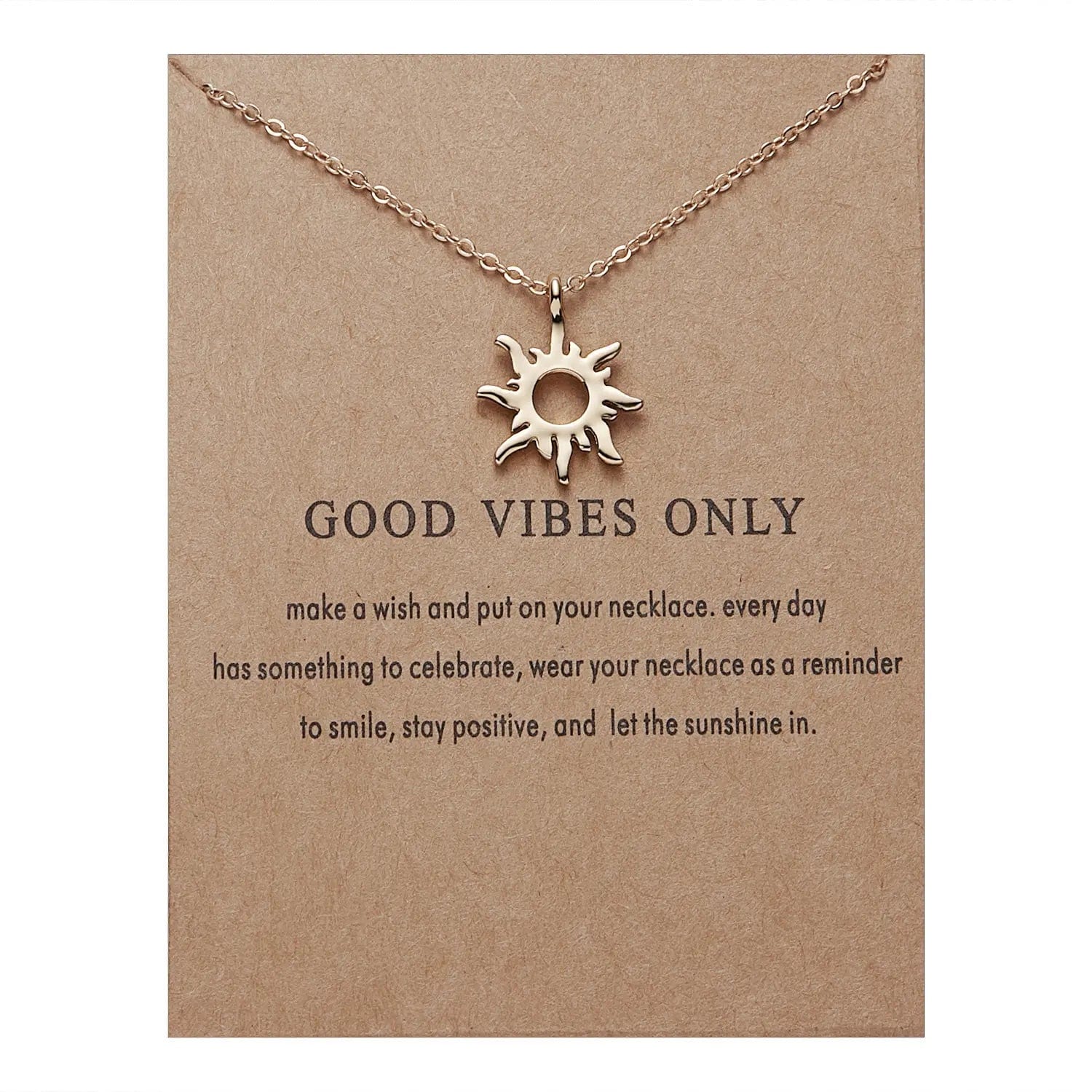 Alibaba necklace Good Vibes Inspirational Carded Gift Necklaces for Girls