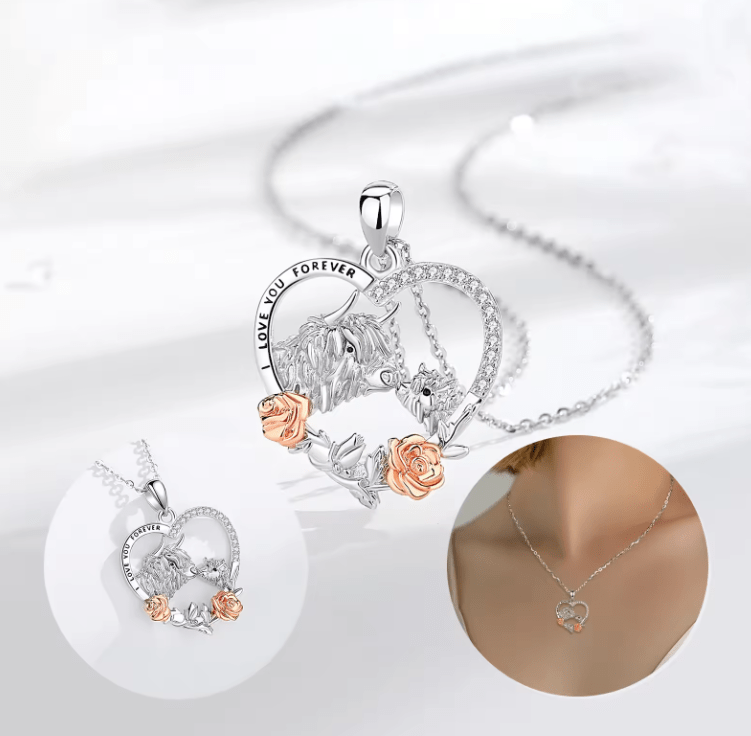 ALibaba Necklace Highland Cow Necklaces Sterling Silver Beautiful Gifts!