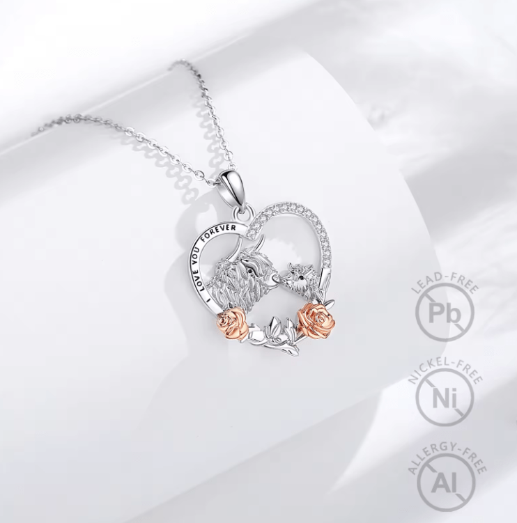 ALibaba Necklace Highland Cow Necklaces Sterling Silver Beautiful Gifts!
