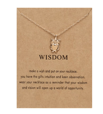 Alibaba necklace Owl Inspirational Carded Gift Necklaces for Girls