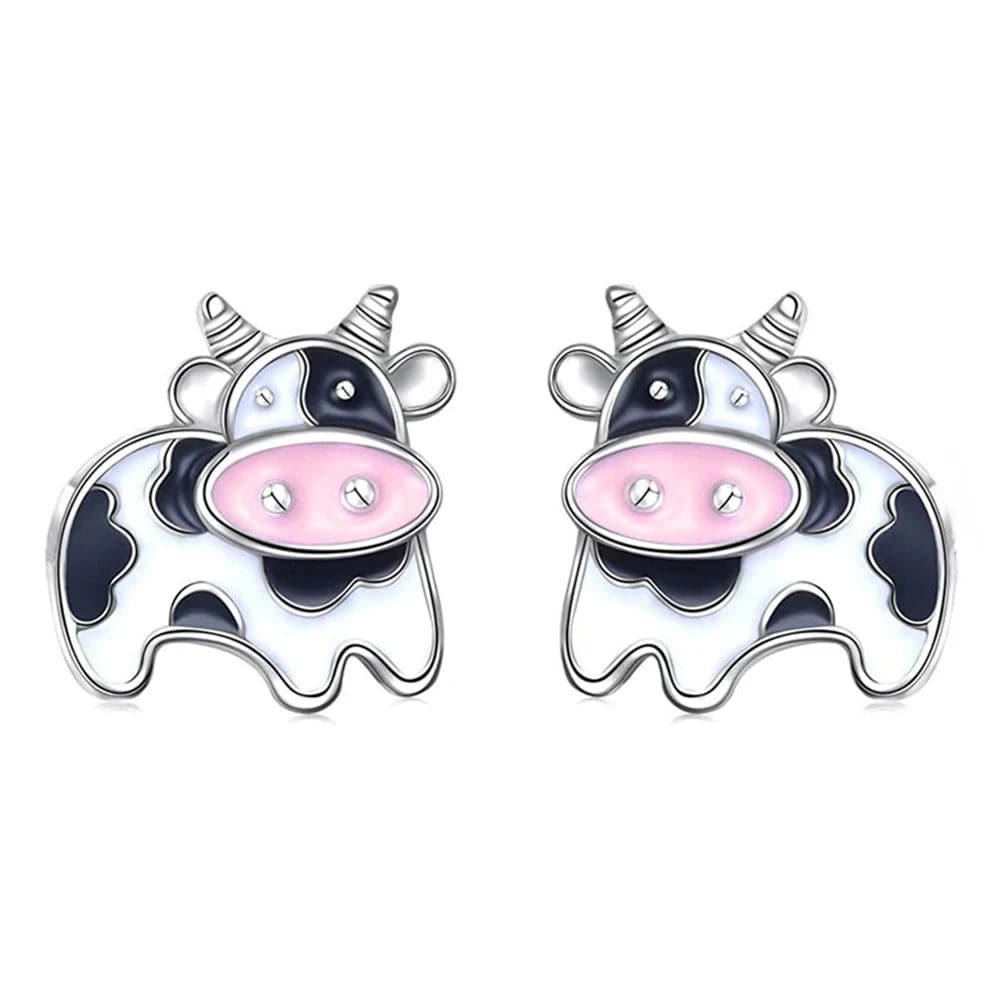 Aliexpress cow earrings Cow Earrings Black and White Push Back Adorable!