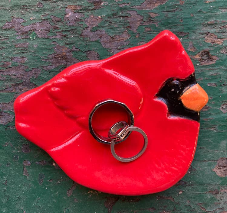 August Ceramics Red Ceramic Cardinal dish