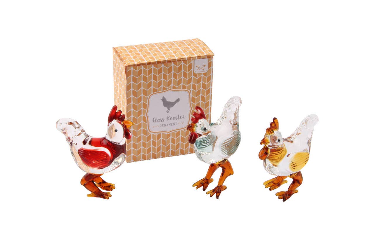 CGB Giftware CGB Giftware - 3 Assorted Glass Rooster