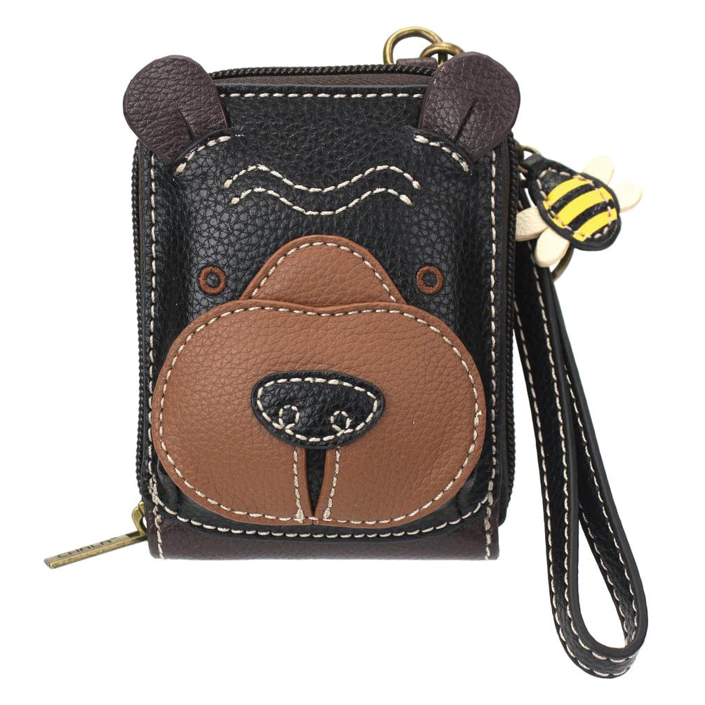 Chala bear wallet rfid 3d Bear Cute-C 3D Wallet RFID Protected with Bee Zipper Pull Wristlet