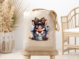 Dark Horse Dream Designs LLC Dark Horse Dream Designs LLC - Baby Pig in a Bucket - Farm Animal - Canvas Tote Bag