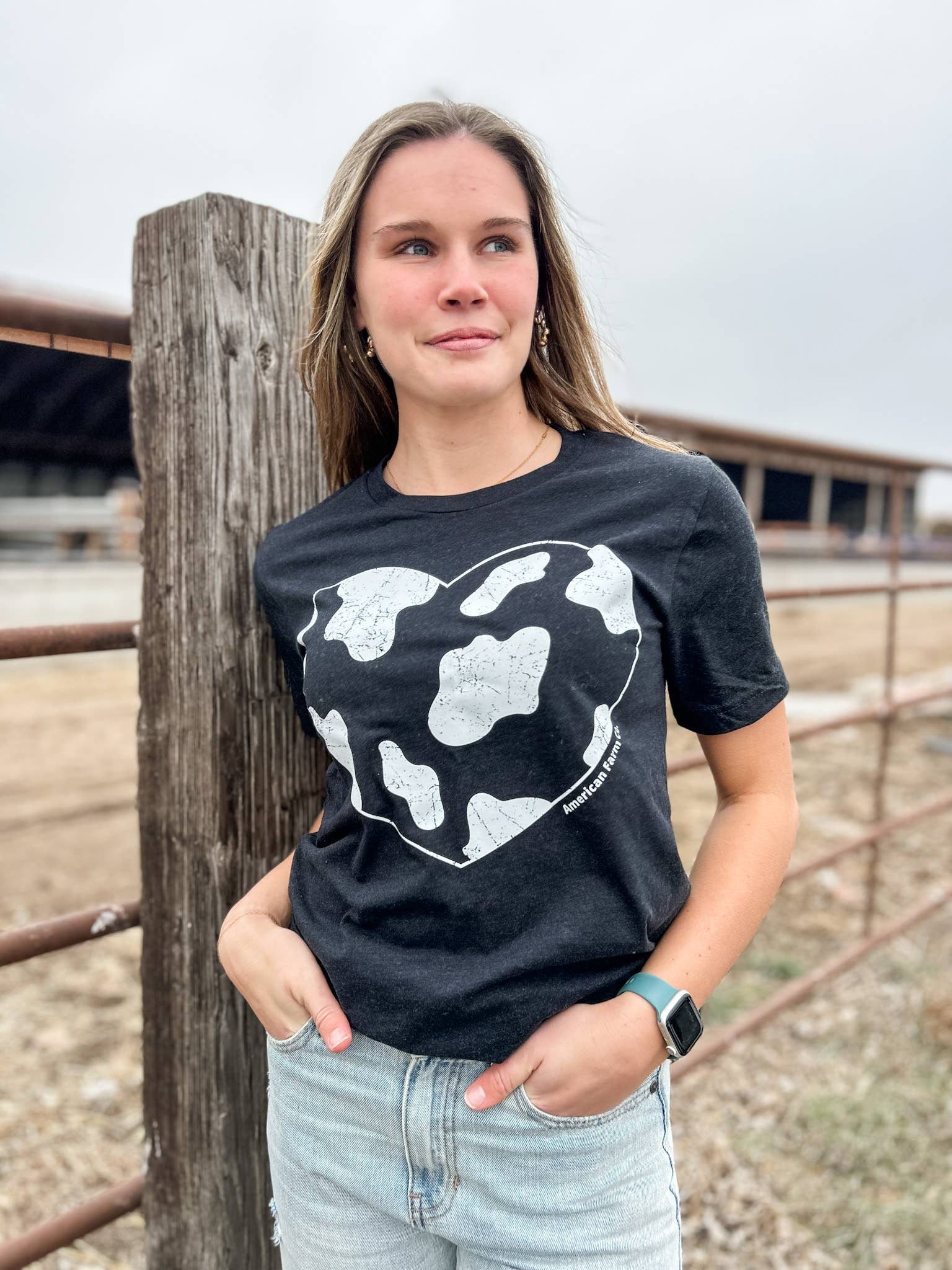 Faire-American Farm Company cow tshirts S Western 'Cow Heart' Black Tee by American Farm Company