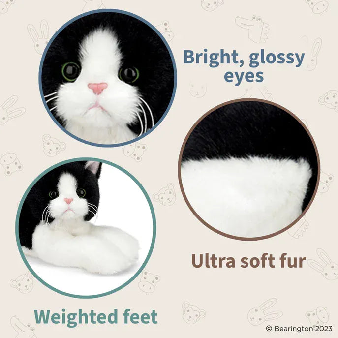 FAIRE: Bearington Collection Black & White Cat Realistic Floppy Kitty Cat by Bearington Collection -