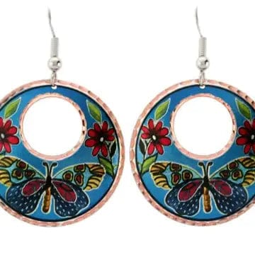 FAIRE - Copper Arts Fashion Earrings Handmade Copper Butterfly Hoop Earrings