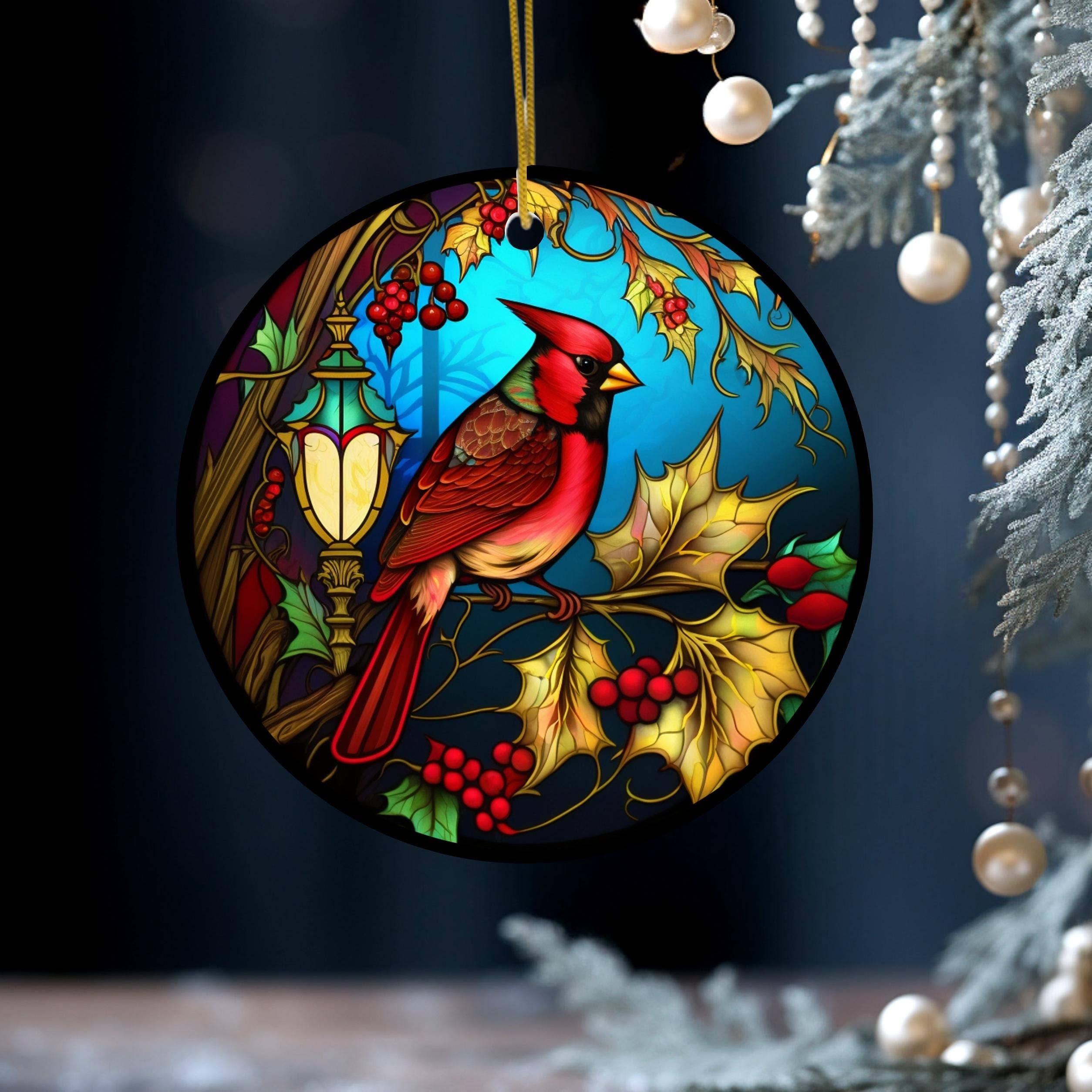 Faire-Fernville Creations christmas ornaments Cardinal Ceramic Christmas Tree Keepsake Ornament