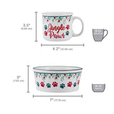 faire-fitz & floyd pet bowl and mug set Jingle Paws Holiday Winterberry Dog Bowl and Matching Mug Set by Fitz & Floyd