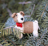 Faire-Melange Jack Russell Knit Ornament Jack Russell Terrier Handknit Christmas Ornament Fair Trade