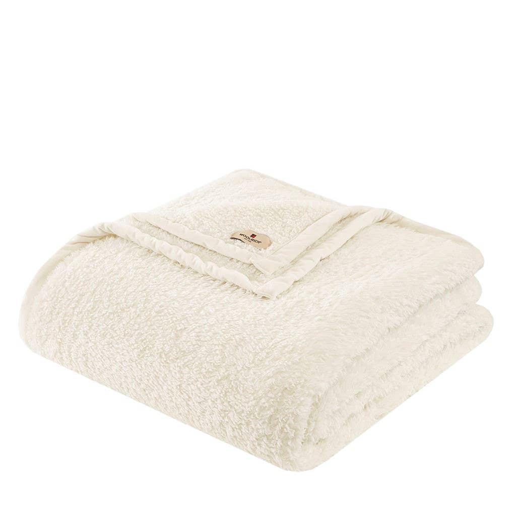 Faire-Olliix berber blanket King Made in the USA Soft Berber Sherpa Bedding Blanket, Ivory - King
