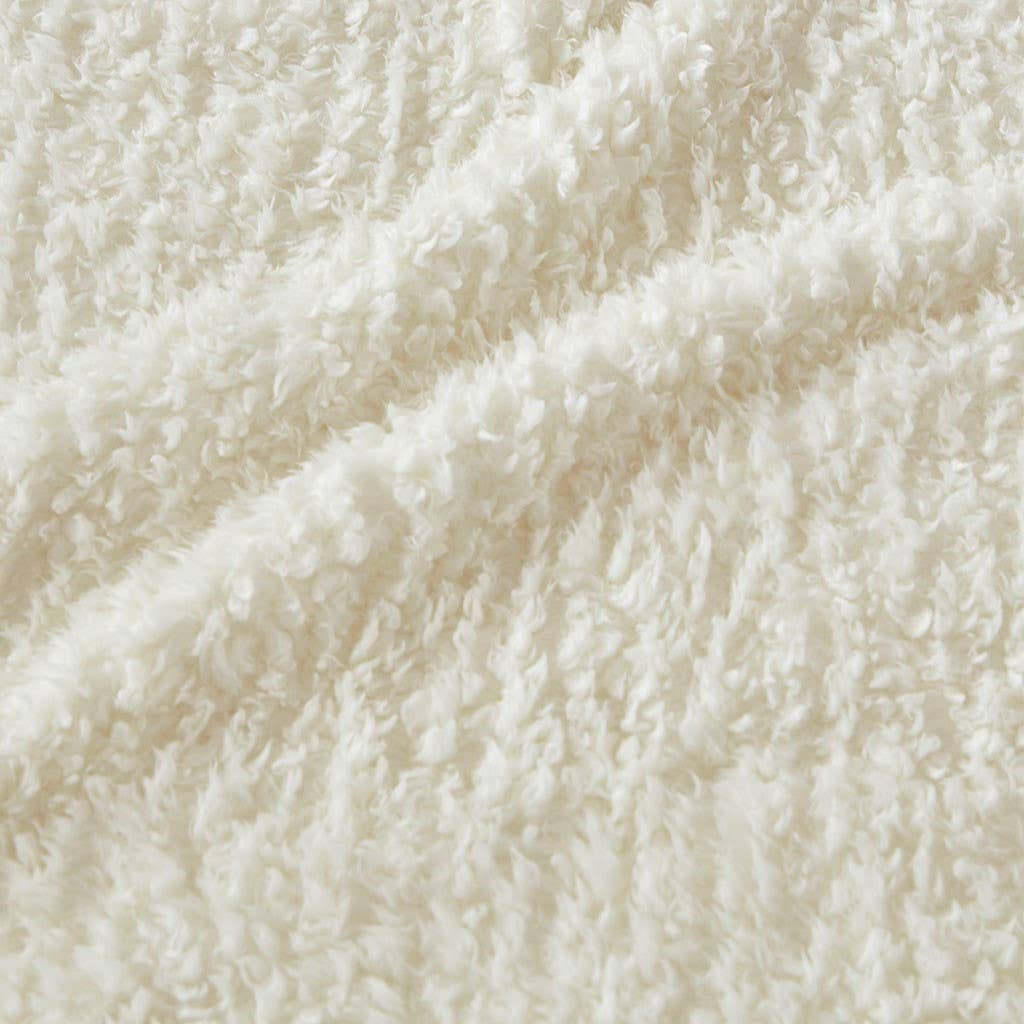 Faire-Olliix berber blanket Made in the USA Soft Berber Sherpa Bedding Blanket, Ivory - King