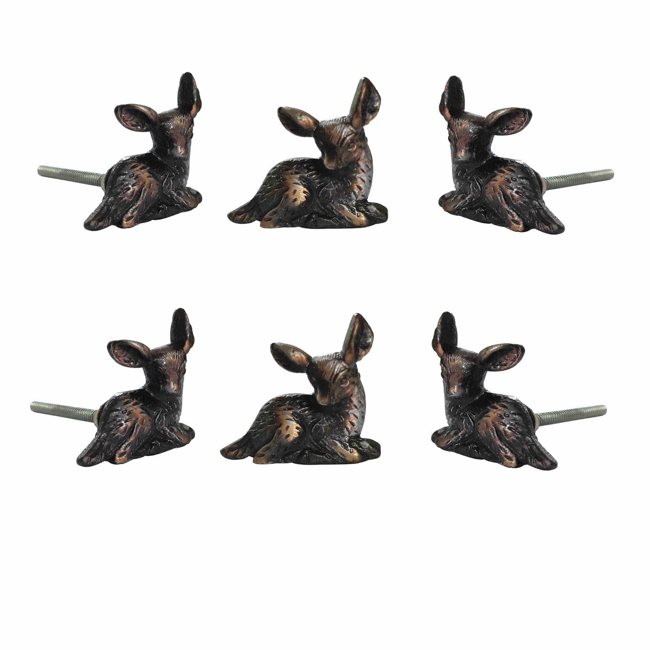 Faire-Perilla Home drawer pull knob Deer Metal Drawer Pulls Knobs with Distressed Bronze Finish ( set of 6 )