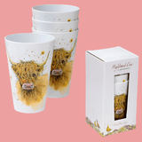 FAIRE - Puckator Ltd Highland Coo Cow Set of 4 Recycled RPET Picnic Cups