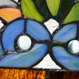 faire-river of goods Stained Glass Panels Lani Blue Victorian Stained Glass Window Panel 36"H