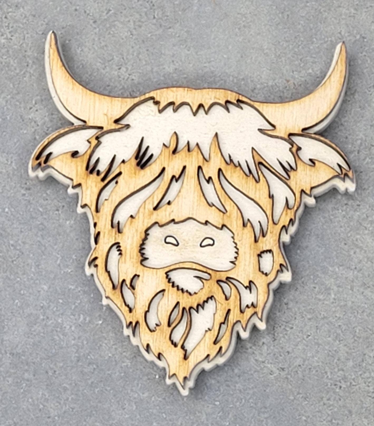 Faire: The Country Roost Highland Cow Magnet Handmade in the USA Wood look