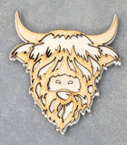 Faire: The Country Roost Highland Cow Magnet Handmade in the USA Wood look