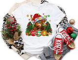 Faire: The Shirt Company cow tshirts White / XS Highland Cow Christmas Holiday Tshirt-Made to Order
