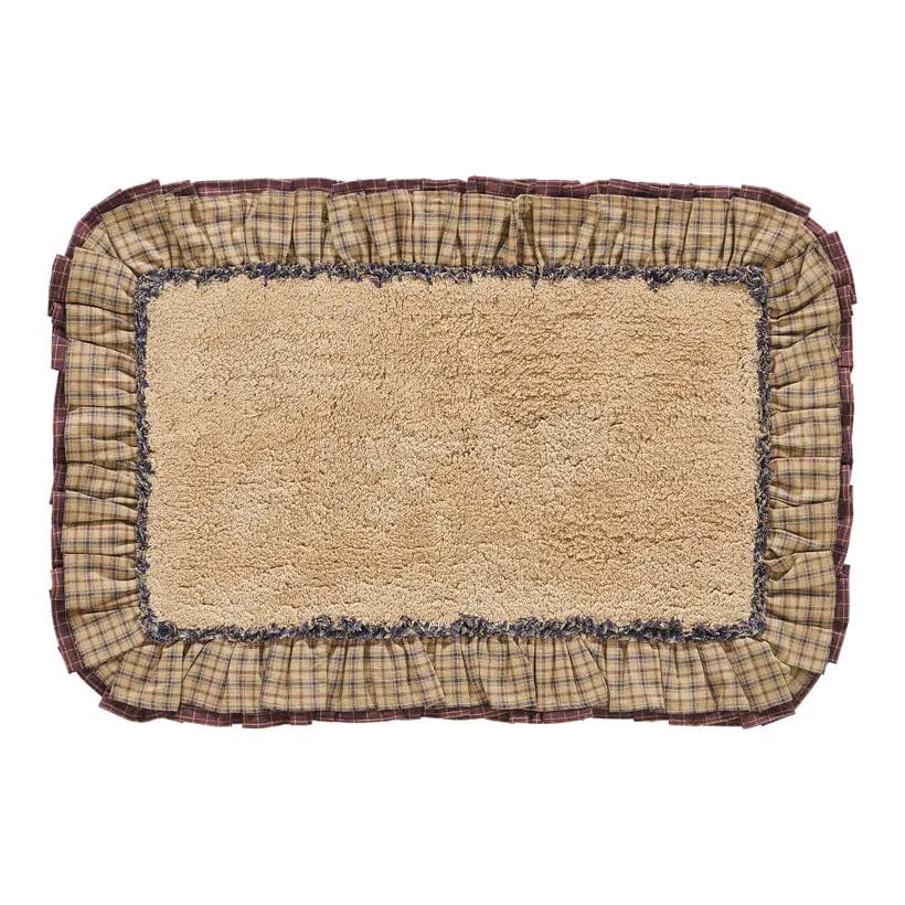 FAIRE - VHC Brands 20X30 Millsboro Ruffled Country Bathmats Khaki & Navy