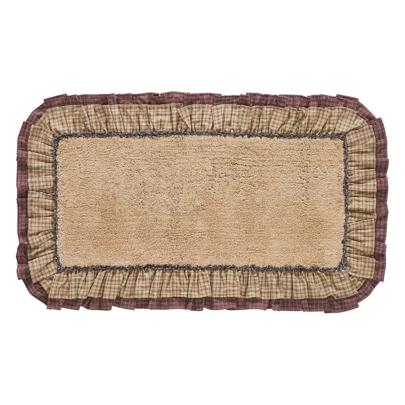 FAIRE - VHC Brands 27X48 Millsboro Ruffled Country Bathmats Khaki & Navy