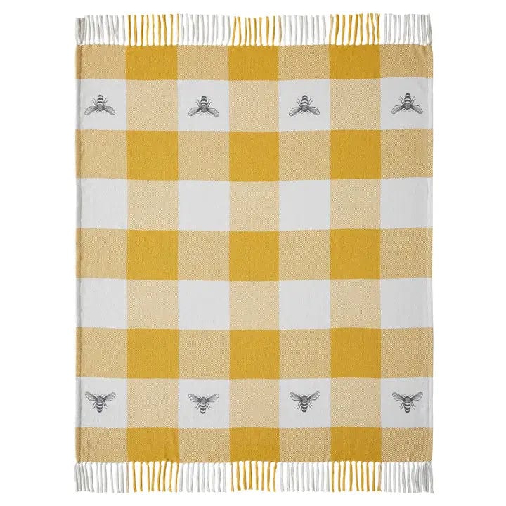FAIRE - VHC Brands Blankets Buzzy Bee Woven Honey Bee Throw Blanket 50x60