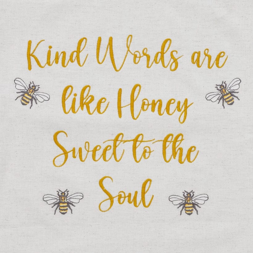FAIRE - VHC Brands Embroidered Bee Honey Pillow 18x18
