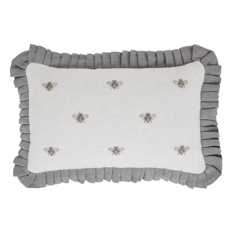 FAIRE - VHC Brands Embroidered Ruffled Bee Pillow 14x22