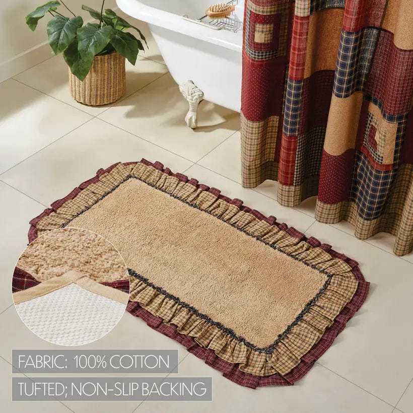 FAIRE - VHC Brands Millsboro Ruffled Country Bathmats Khaki & Navy