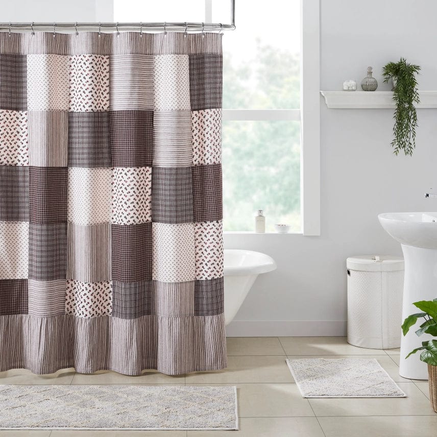 FAIRE - VHC Brands Shower Curtains Florette Patchwork Ruffled Shower Curtain French Country Charm