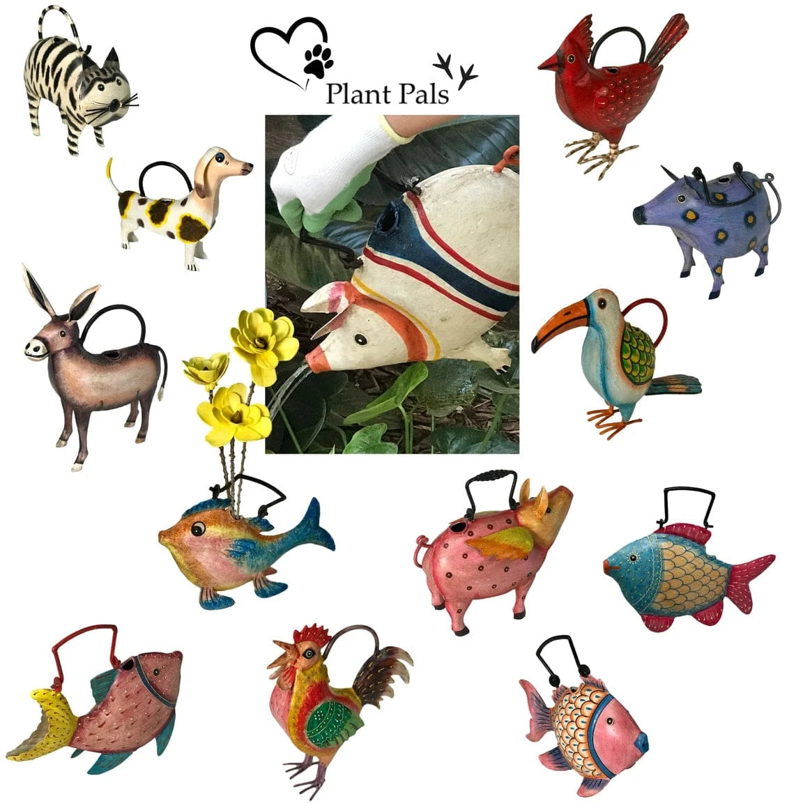 Faire-Wilco Home Pig Watering Can Patches Purple Spotted Piggy