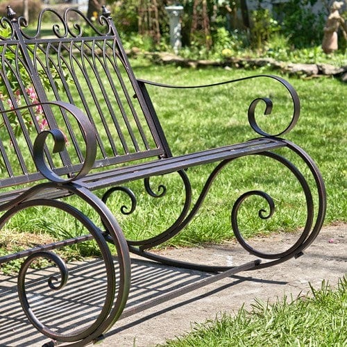 Faire- Zaer Ltd. International Iron patio rockers Iron Outdoor Rocking Chair Double or Single White or Bronze Beautiful!