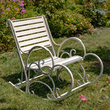 Iron Rocking Chair Romantic Heart Design Flamingo Pink, White or Green Outdoor