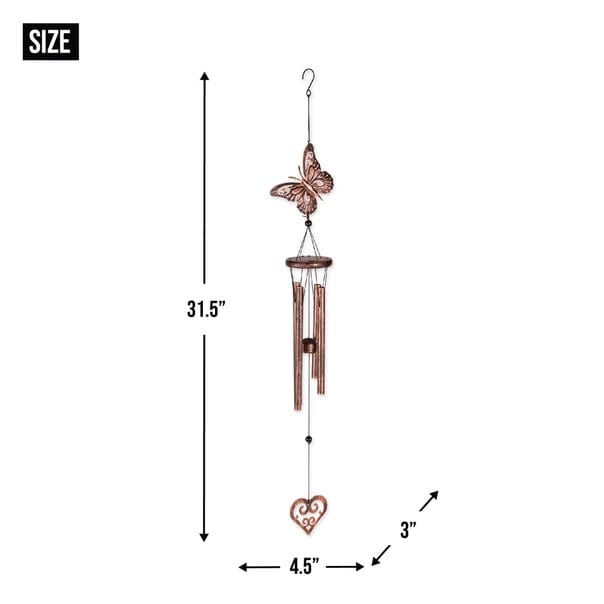 Faire- Zingz Home Butterfly and Heart Wind Chimes