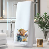 Highland Cow Floral Washtub Terry Cloth Bath Towels for the Cow Lovers!