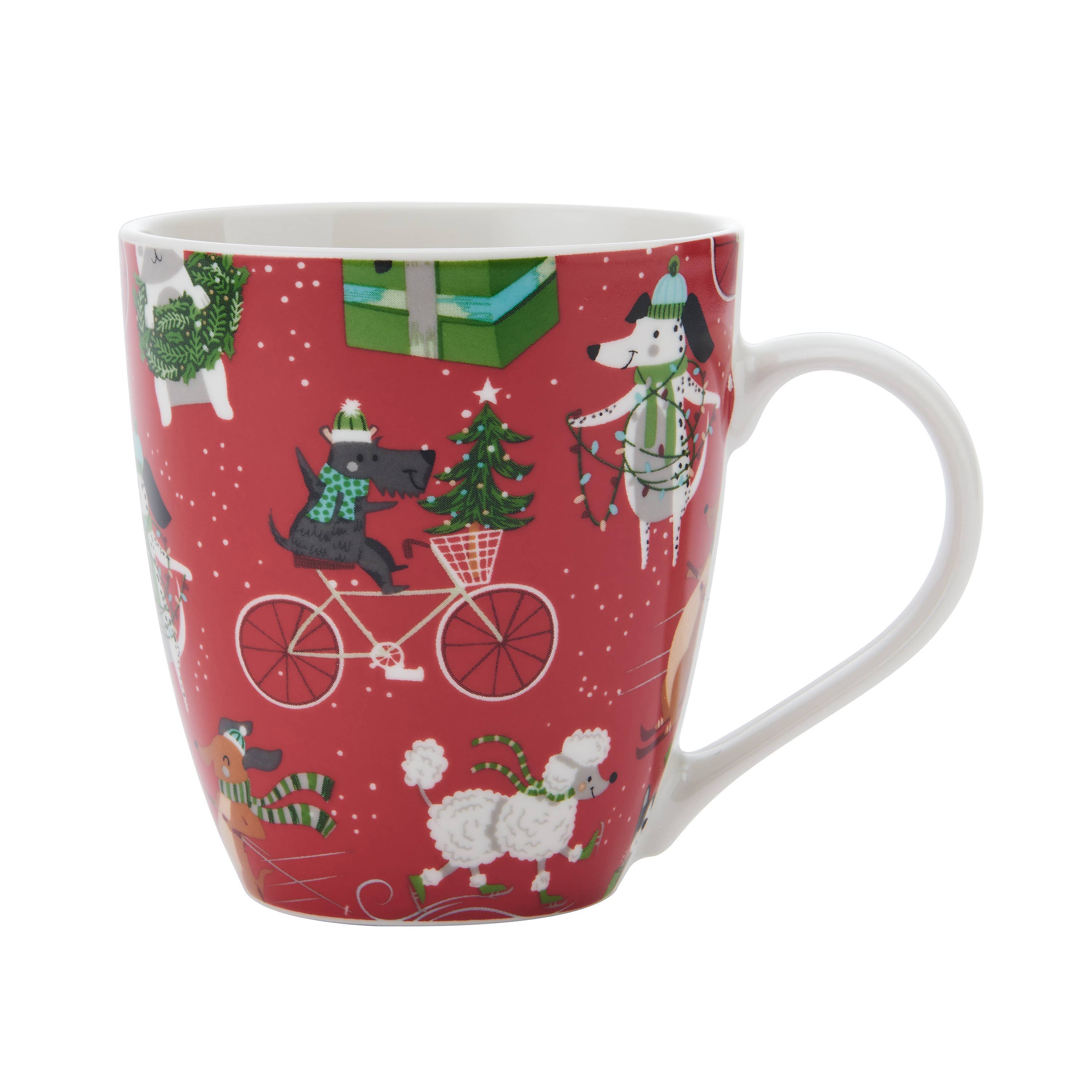 Fitz and Floyd® Mikasa® Pfaltzgraff® English / Holiday / Porcelain Fitz and Floyd® Mikasa® Pfaltzgraff® - Pfaltzgraff Holiday 18Oz Mug Dogs On Bikes Open Stock