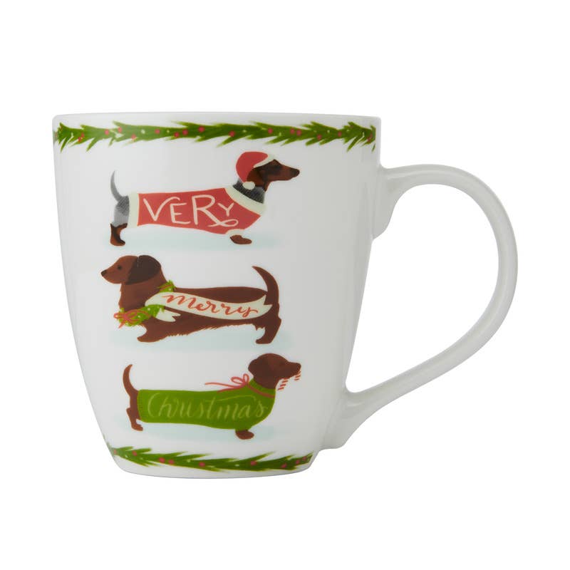 Fitz and Floyd® Mikasa® Pfaltzgraff® Multi / No / Porcelain Fitz and Floyd® Mikasa® Pfaltzgraff® - Pfaltzgraff 18Oz Mug Vry Merry Xmas Dachshund Open Stock