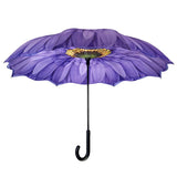 Galleria Enterprises umbrella Purple Daisy Stick Umbrella Reverse Close