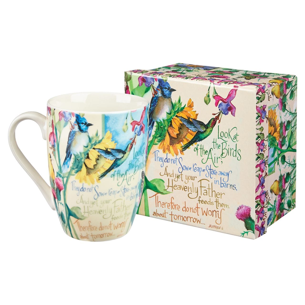 Kellis Gifts Mugs Look at the Birds Scripture Mug Inspirational Beautiful Bird Mug