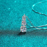 Knobspin-aliexp moissanite necklace Graduated Vertical Moissanite Necklace 925 Sterling Silver