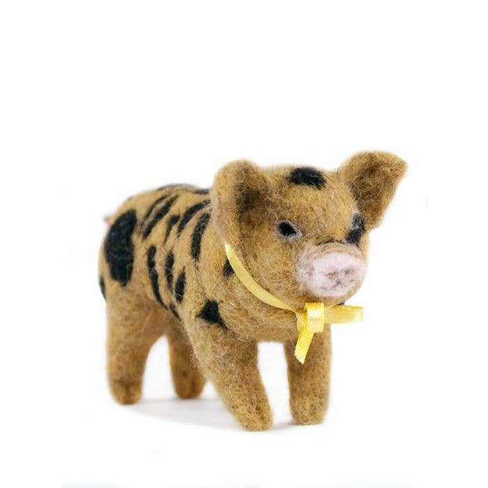 Lanart Alpaca Pig Sculpture Ginger Kunekune Pig: Felted Alpaca Sculpture