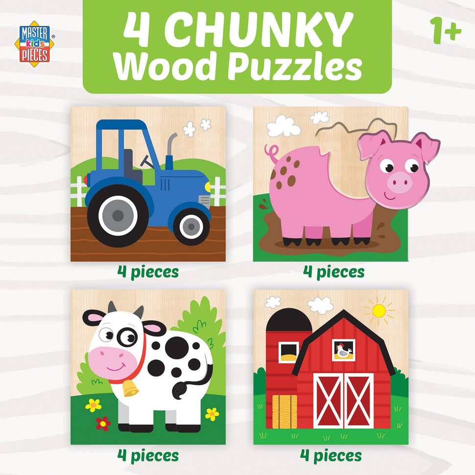 Masterpieces Puzzles Masterpieces Puzzles - Farm Chunky Wood Puzzles - Kids 4 Pack