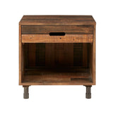 Olliix Olliix - Industrial Wood Nighstand with Drawer and Storage, Dark
