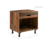 Olliix Olliix - Industrial Wood Nighstand with Drawer and Storage, Dark
