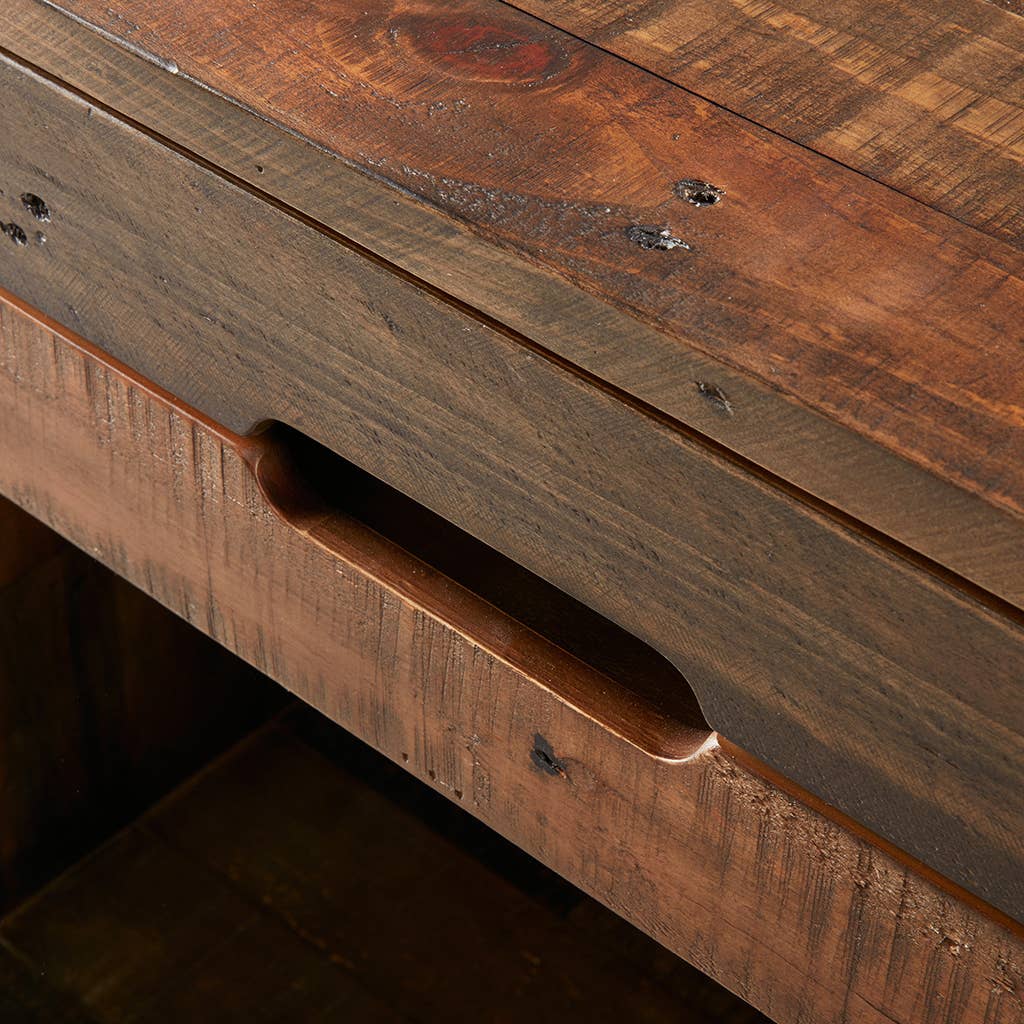 Olliix Olliix - Industrial Wood Nighstand with Drawer and Storage, Dark